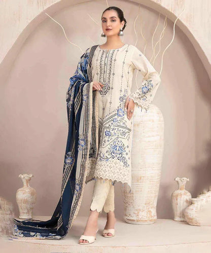 3PCS Dhanak- Embroidered Shirt with Digital Printed Wool Shawl Winter Collection ULM-438