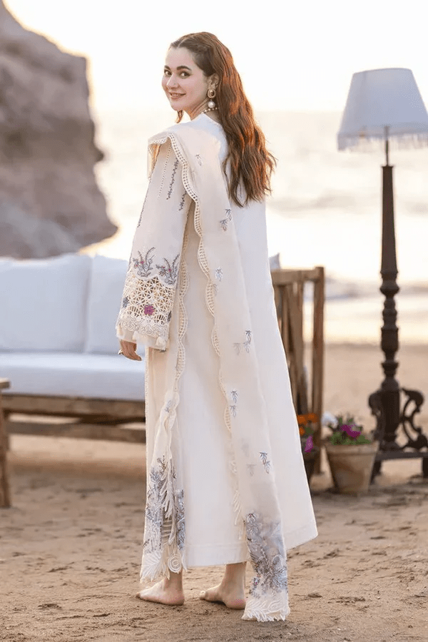 3PC Lawn Embroidered Shirt With Organza Embroidered Dupatta - 1050 - Sapphire Studios