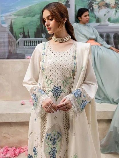 3PCS Qalamkaar  Chikenkari Embroidered lawn Collectiion BU-QL-1024