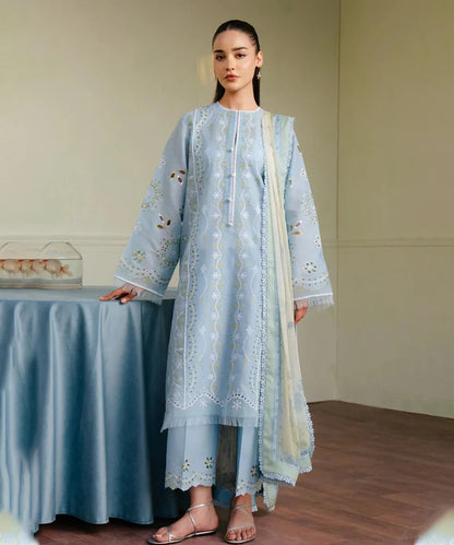 3PCS Embroidered Shirt with Digital Printed Jacquard Dupatta Lawn Collection ULM-1308