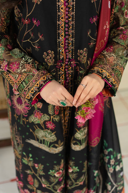 Dhanak-3PC Embroidered Shirt with Digital Printed Wool Shawl - 6215