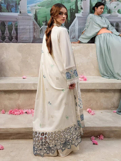 3PCS Qalamkaar  Chikenkari Embroidered lawn Collectiion BU-QL-1024