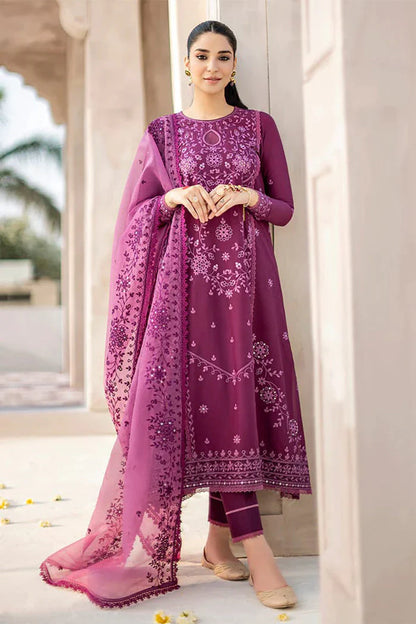 3PCS Dhanak Embroidered Shirt with Organza Embroidered Dupatta Winter Collection ULM- 3242