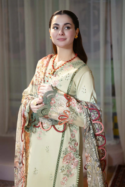 3PCS Embroidered Shirt with Digital Printed Jacquard Dupatta Lawn Collection ULM-1428