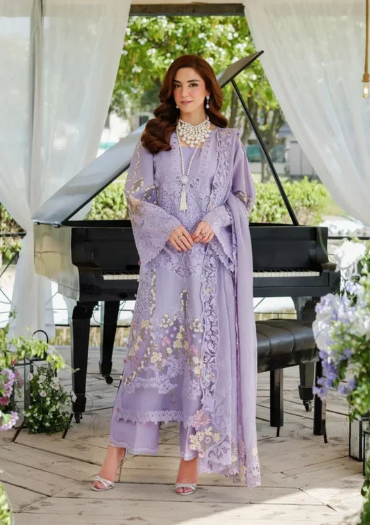 Dhanak-3PC Embroidered Shirt with Khadi Net Embroidered Dupatta - 6225