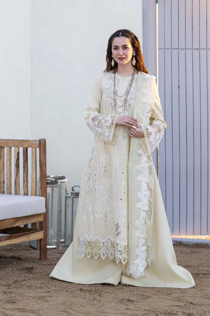 3PCS Dhanak- Embroidered Shirt with Organza Digital Printed Embroidered Dupatta Winter Collection ULM- 3360