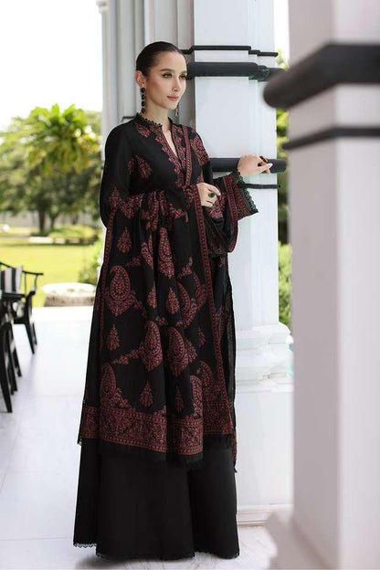 3PCS Dhanak Embroidered Shirt with Dhanak Embroidered Shawl Winter Collection ULM-225