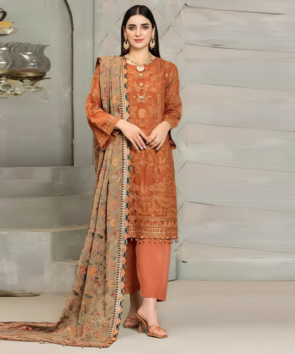 Lawn 3PC Embroidered with Chiffon Embroidered Dupatta-5182