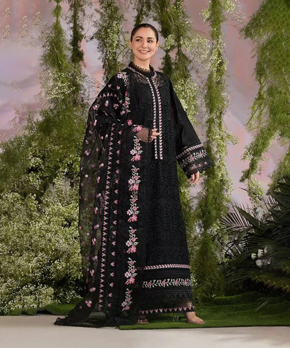 3PCS Dhanak Embroidered Shirt With Organza Embroidered Dupatta Winter Collection ULM-3284