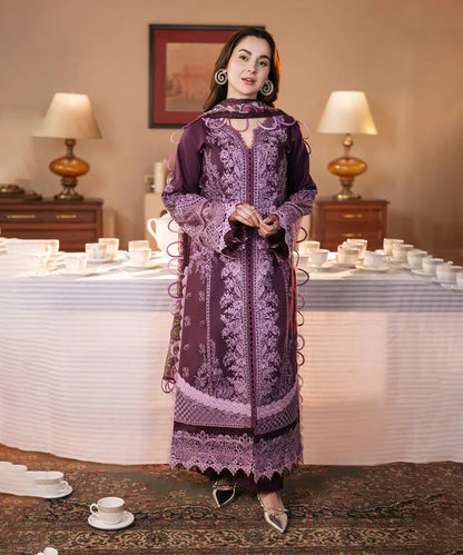 3PCS Embroidered Shirt with Digital Printed Jacquard Dupatta Lawn Collection ULM-1429