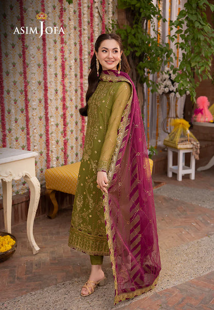 3PCS Asim Jofa Dhanak Embroidered With Chiffon Embroidered Dupatta Winter Collection ULM-134