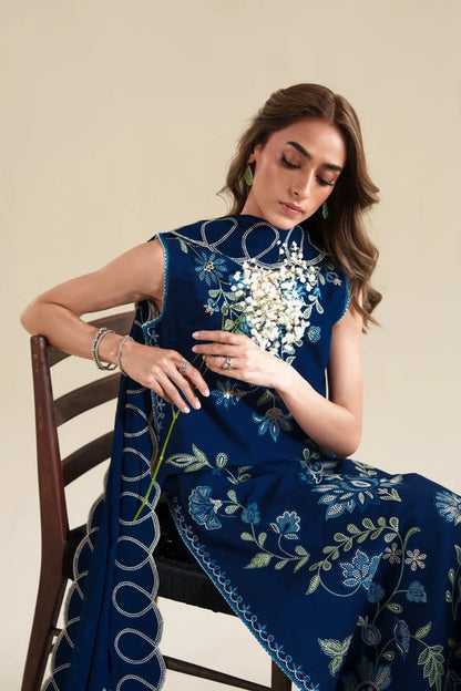Dhanak-3PC Embroidered Shirt with Dhanak Embroidered Dupatta - 7004