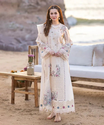 3PCS QALAMKAR Dhanak Embroidered Shirt With Organza Embroidered Dupatta Winter Collection BULM- 3115