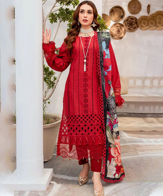 Dhanak-3PC Embroidered Shirt with Digital Printed Shawl - 3160
