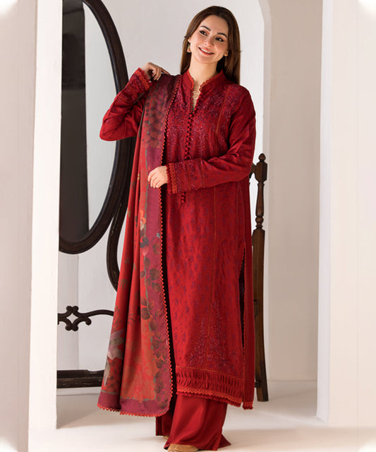 3PC LAWN EMBROIDERED SHIRT WITH DIGITAL PRINTED JACQUARD DUPATTA-5005