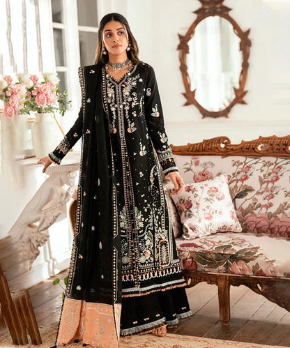 3PCS Dhanak- Embroidered Shirt with Dhanak Embroidered Dupatta Winter Collection ULM-3395