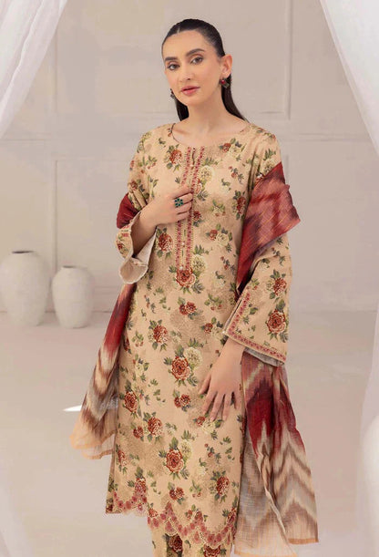 3PCS  Lawn Printed Shirt With Digital Printed Dupatta Lawn Collection ULM-1616