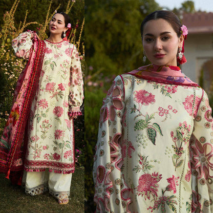 Luxury Dhanak 3PC Embroidered With Digital Printed Shawl-211
