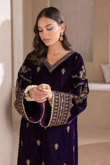 3PCS Velvet-Embroidered with Organza Embroidered Dupatta Winter Collection ULM-953