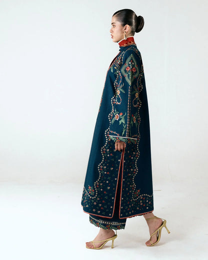 Dhanak-3PC Embroidered Shirt with Digital Printed Shawl- 6395
