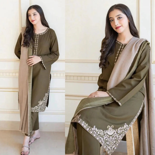 3PCS Aisling Embroidered with Swiss Lawn Shawl Lawn Collection ULM-1043