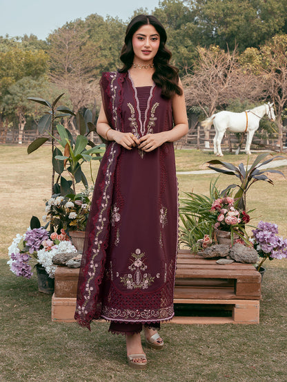 Lawn-3PC Chikankari Embroidered Shirt With Khadi Net Embroidered Dupatta-5287