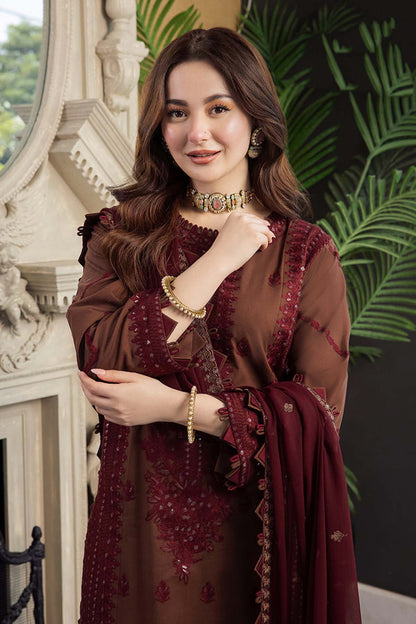 Dhanak-3PC Embroidered Shirt with Chiffon Embroidered Dupatta - 128