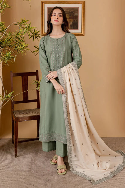 3PCS BATIK Dhanak Embroidered With Dhanak Embroidered Dupatta Winter Collection ULM-1318