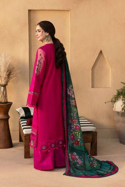 Dhanak-3PC Embroidered Shirt with Digital Printed Wool Shawl - 3408