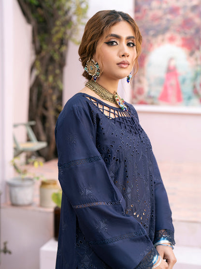 Chikankari 3PC  Dhanak Embroidered With Digital Printed Shawl-118