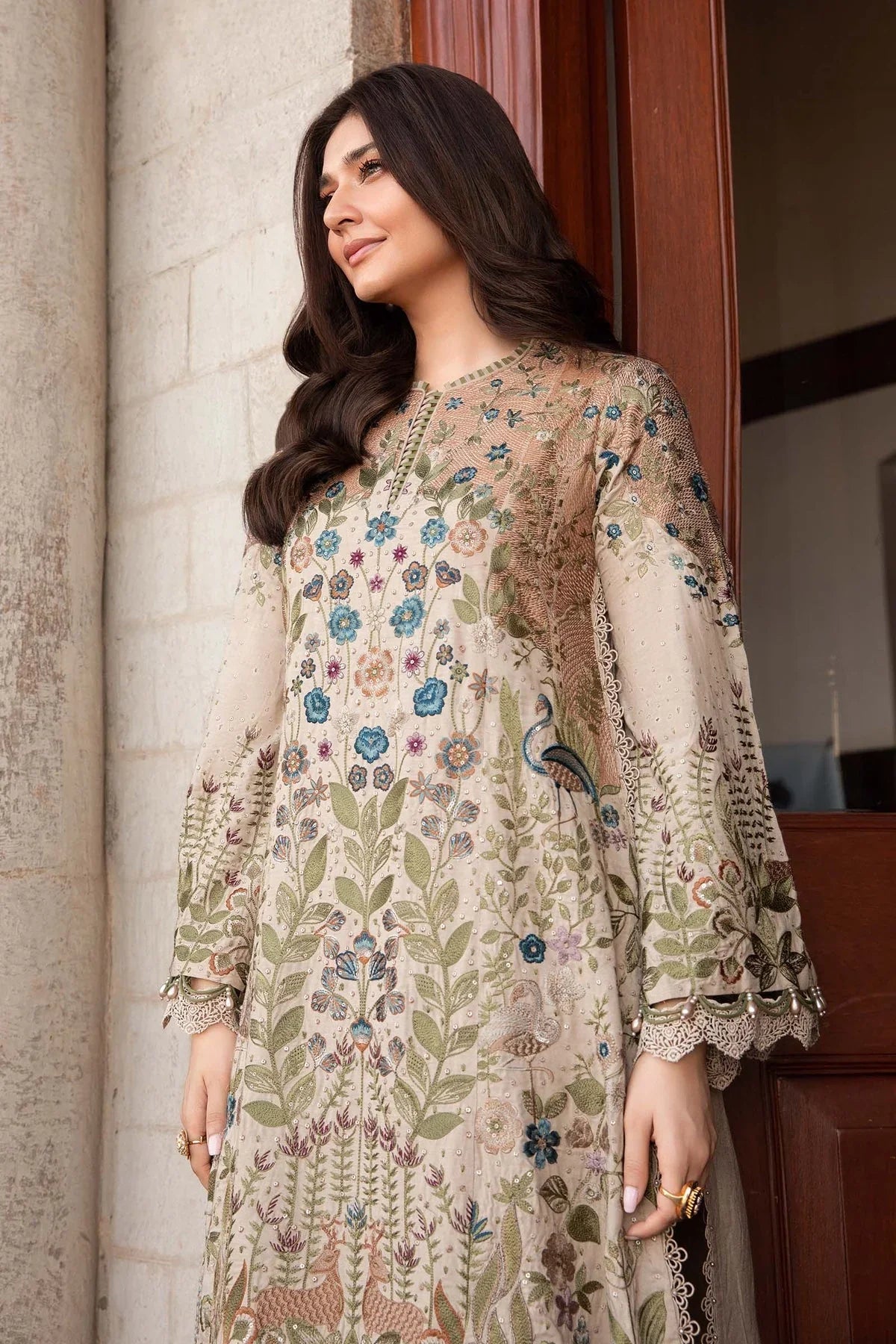 Dhanak-3PC Sequence Embroidered Shirt with Digital Printed Shawl - 3391