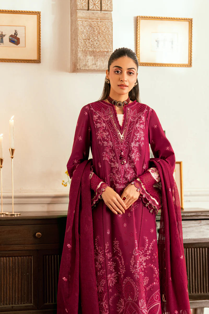 Dhanak-3PC Embroidered Shirt with Chiffon Embroidered Dupatta-3366