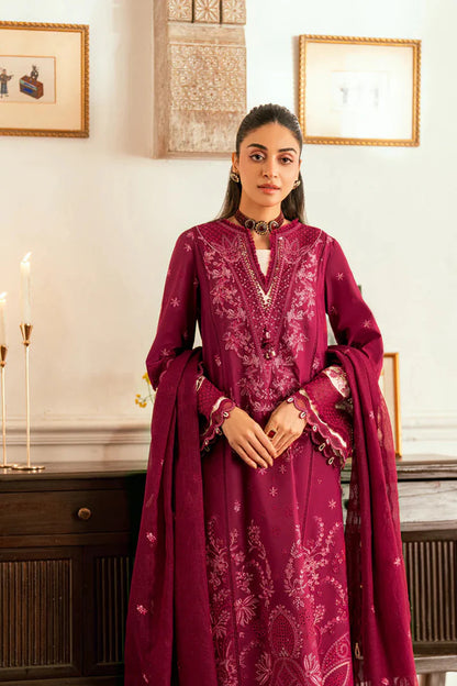 A+ 3PCS Dhanak Embroidered Shirt with Chiffon Embroidered Dupatta Winter Collection ULM-3366