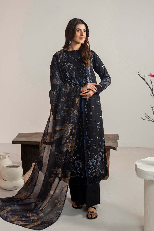 Dhanak-3PC Embroidered Shirt with Digital Printed Shawl- 3365