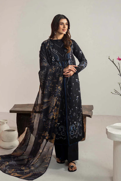 3PCS Dhanak Embroidered Shirt with Digital Printed Wool Shawl Winter Collection ULM- 3365