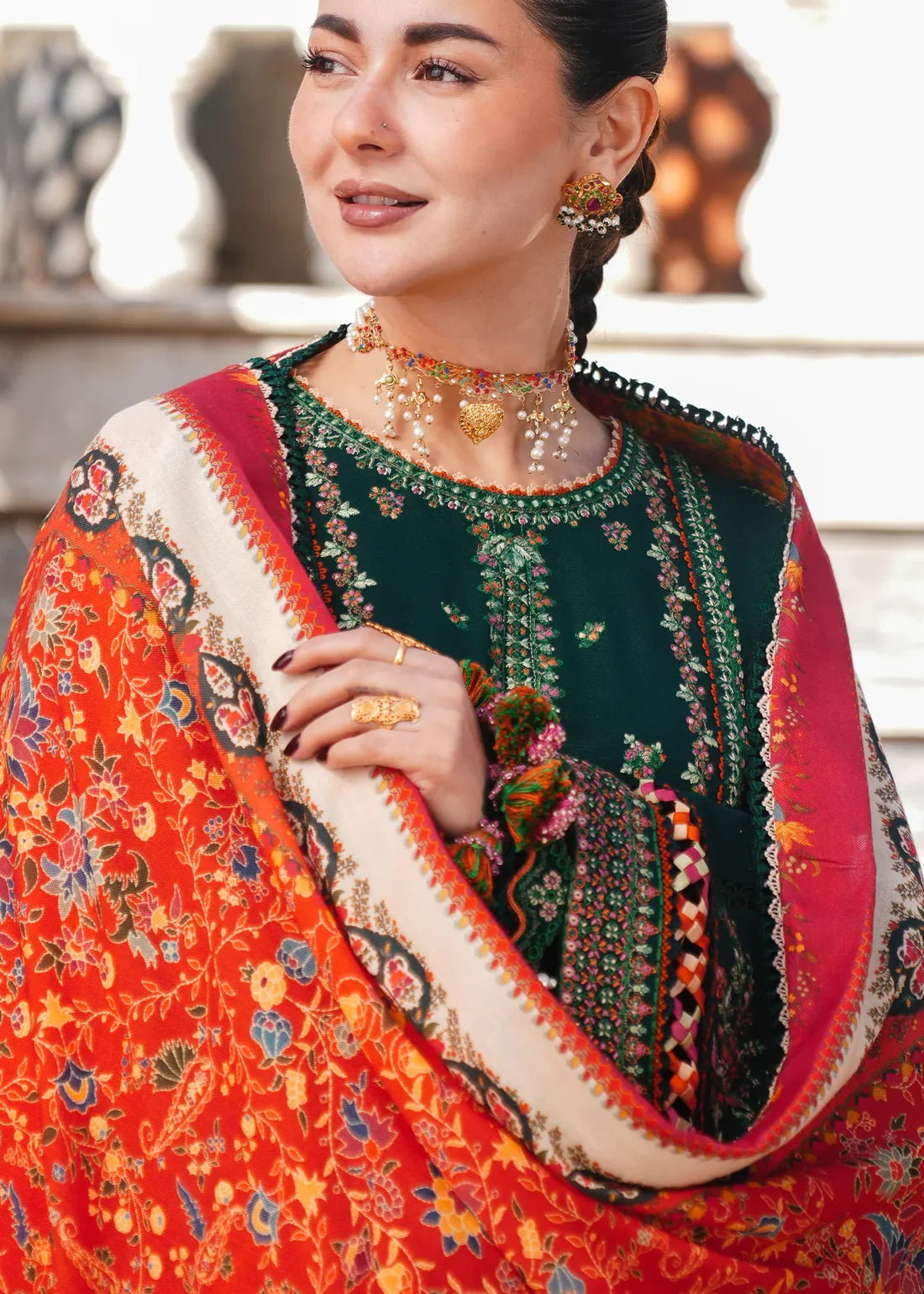3PCS Embroidered Shirt with Digital Printed Jacquard Dupatta Lawn Collection ULM- 1003