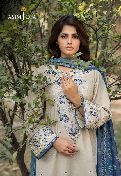 3PC Asim Jofa Embroidered Lawn AJ-142