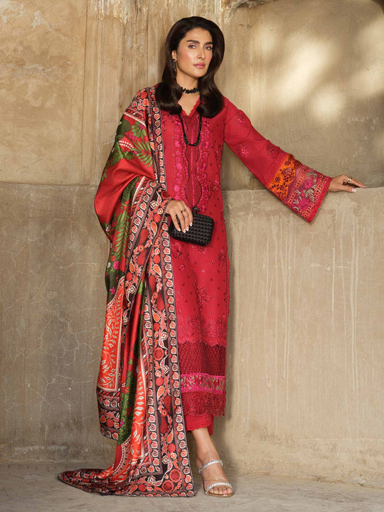 Dhanak-3PC Embroidered with Digital Printed Shawl-3350