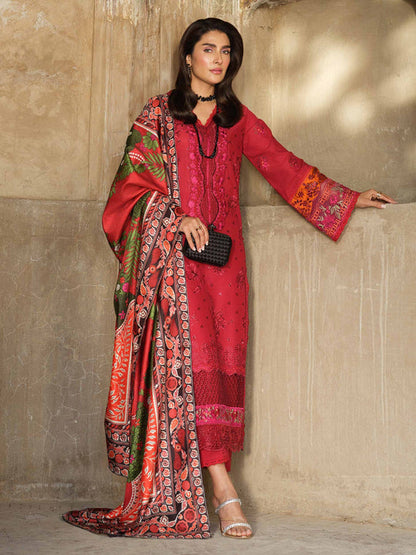 Dhanak-3PC Embroidered with Digital Printed Shawl-3350