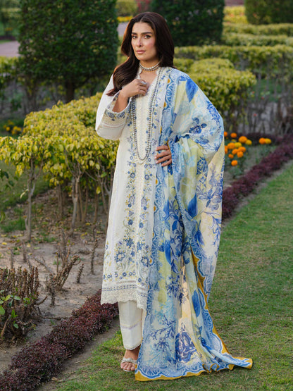 3PCS Dhanak- Embroidered Shirt with Digital Printed Wool Shawl Winter Collection ULM -3347