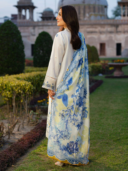 Dhanak-3PC Embroidered Shirt with Digital Printed Shawl -3347