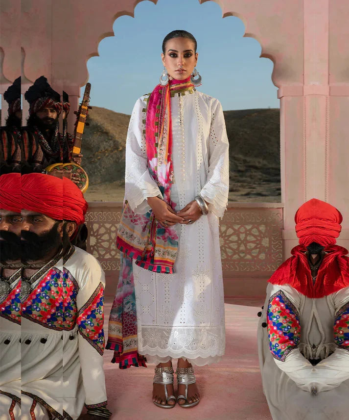 Dhanak 3PC Chikankari Embroidered With Digital Printed Shawl-104