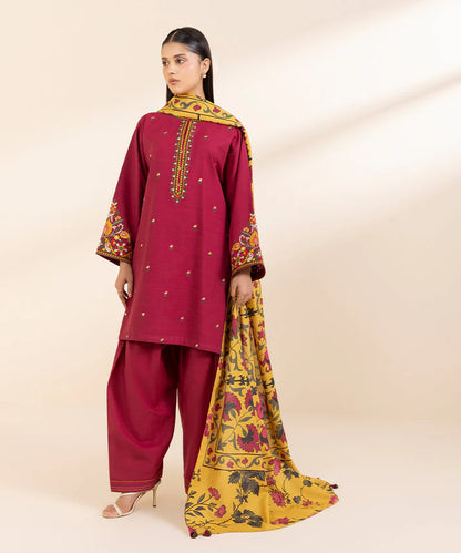 3PCS Lawn  Embroidered Shirt with Digital Printed Dupatta Lawn Collection ULM-1237