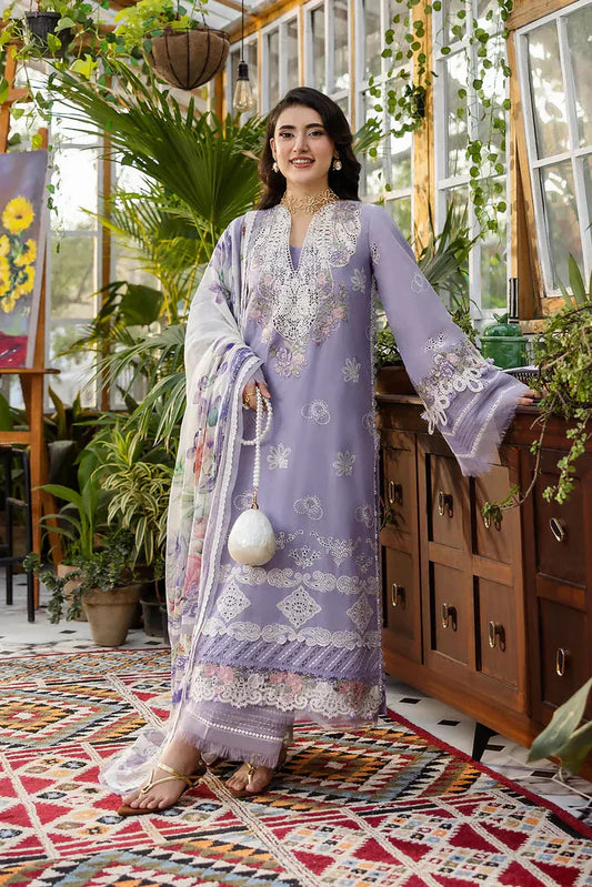 3PC Elaf lavender ChikenKari Embroidered Lawn
