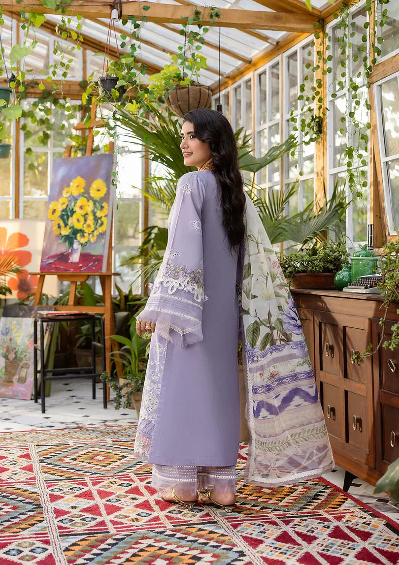 3PC Elaf lavender ChikenKari Embroidered Lawn