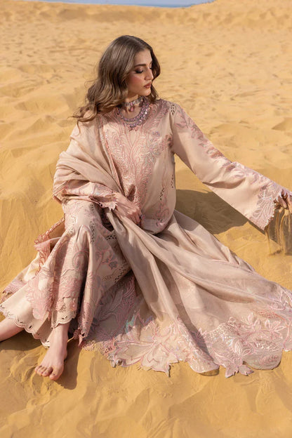 Dhanak-3PC Embroidered Shirt with Khadi Net Embroidered Dupatta - 7005