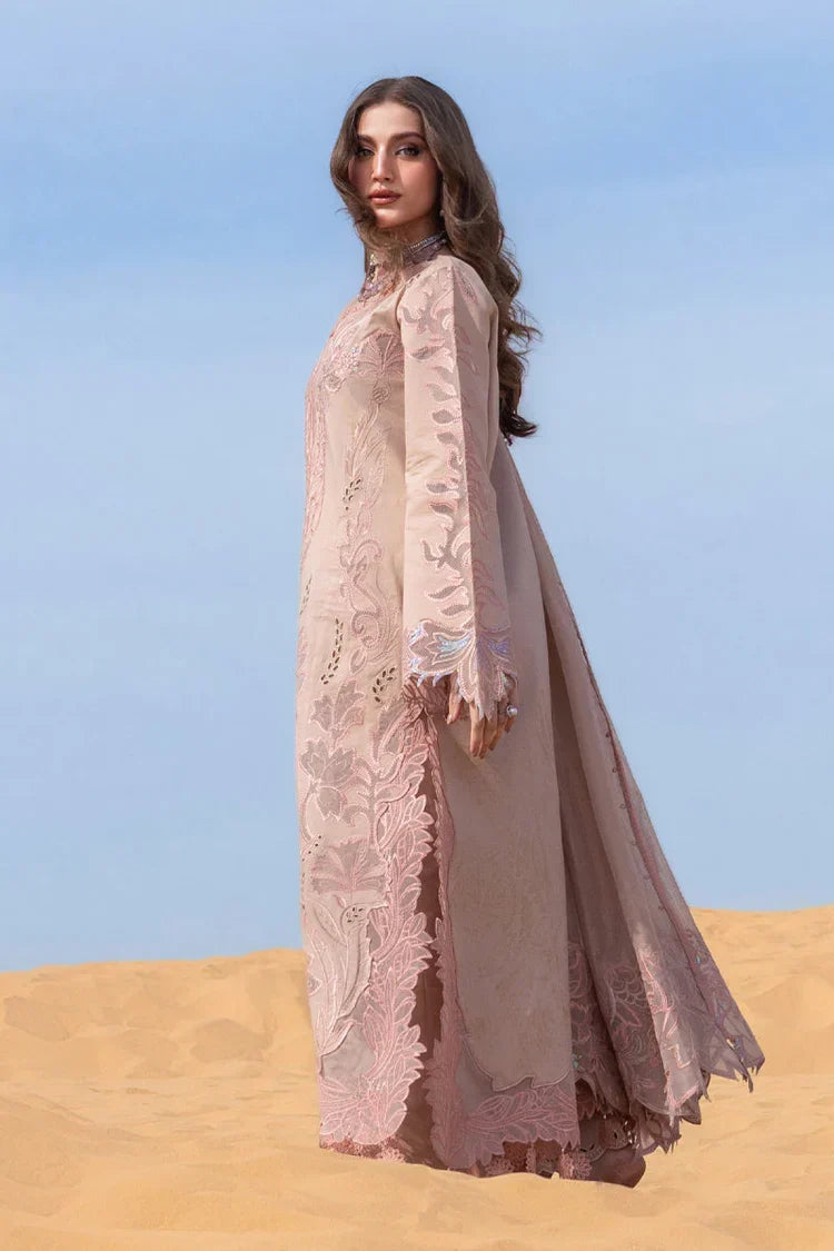 Dhanak-3PC Embroidered Shirt with Khadi Net Embroidered Dupatta - 7005