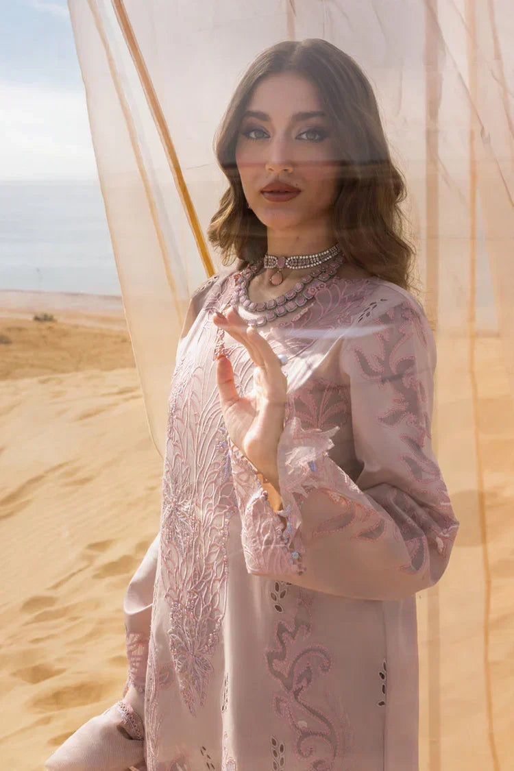 Dhanak-3PC Embroidered Shirt with Khadi Net Embroidered Dupatta - 7005