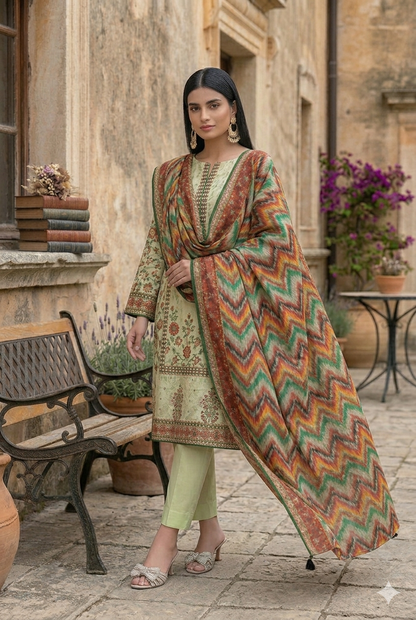 3PC Digital Printed Lawn Collection With Embroided Neck Line And Daman SC-1001