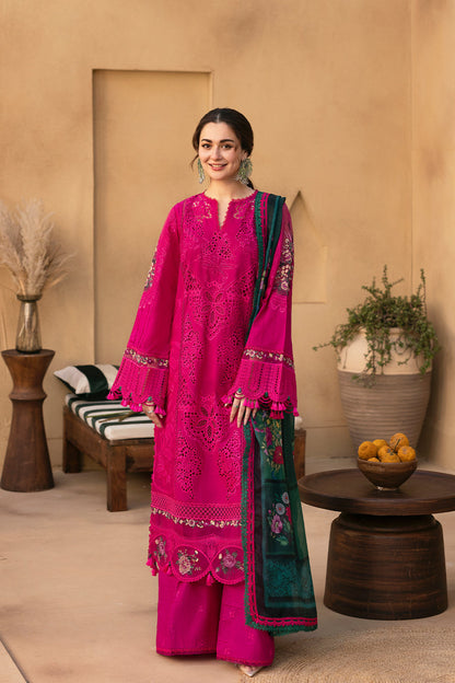 Dhanak-3PC Embroidered Shirt with Digital Printed Wool Shawl - 3408